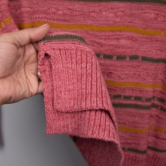 Soft Surroundings Lisabetta Art pink 3D knit stripe sweater-M - Picture 3 of 5